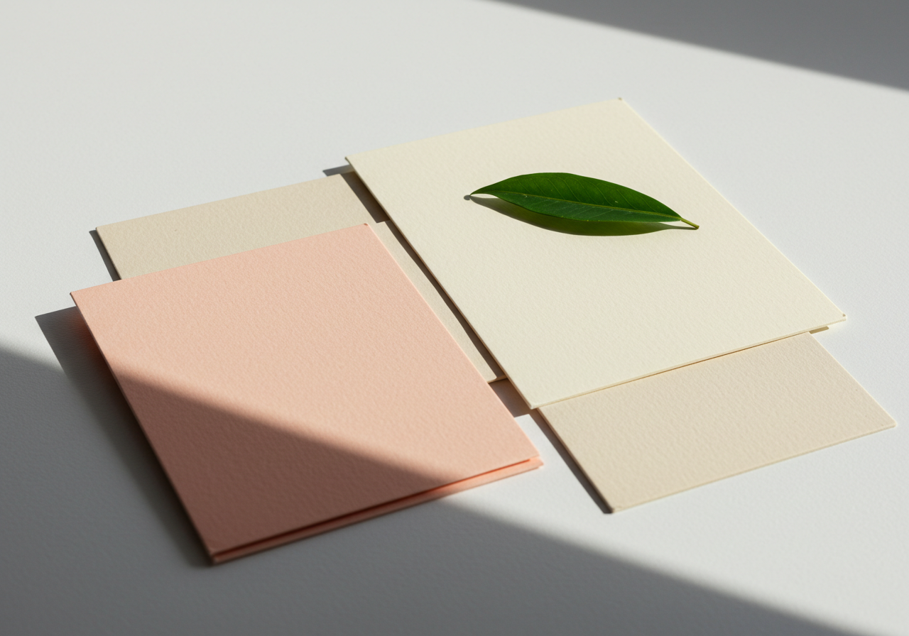 A clean and organized image for the Magic Glow UAE FAQ page, with minimalist cards and natural elements symbolizing clarity and answers.