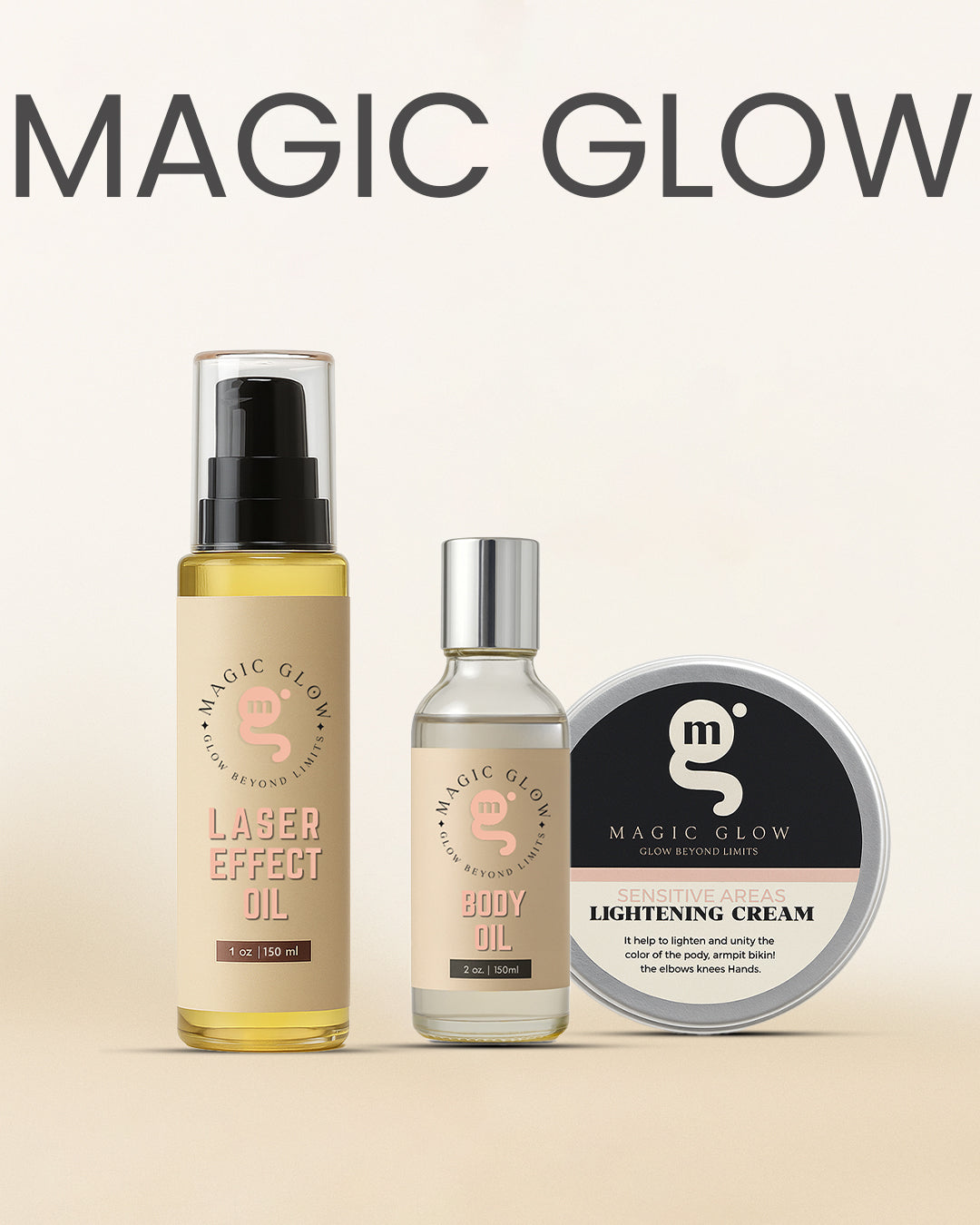Complete skincare trio – Laser Effect Oil, Body Oil, and Lightening Cream